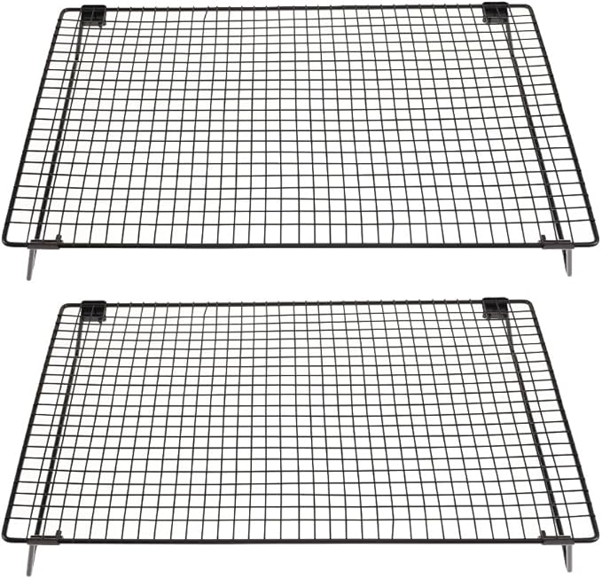 Set of 2 Cooling Racks with Folding Legs，for Cooking, Roasting, Drying, Rust-Resistant Non-Stick Cooling Grilling for Baking，17 x 11.2 inches，Black(2)