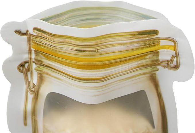 Mason Jar Bags Yellow, 20 Pcs Reusable Airtight Seal Food Storage Bags Leak-Proof Saver Bags for Travel Camping