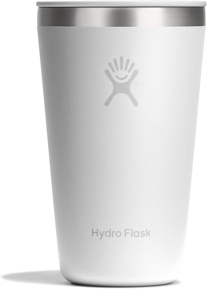 Hydro Flask All Around Tumbler Press-In Lid, Insulated Travel Mug, Stainless Steel Coffee Cup 16 Oz Tonal White