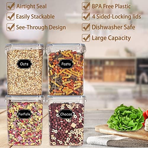 Wildone Flour Storage Containers 5.2L, 4 PCS Food Storage Containers, Gray