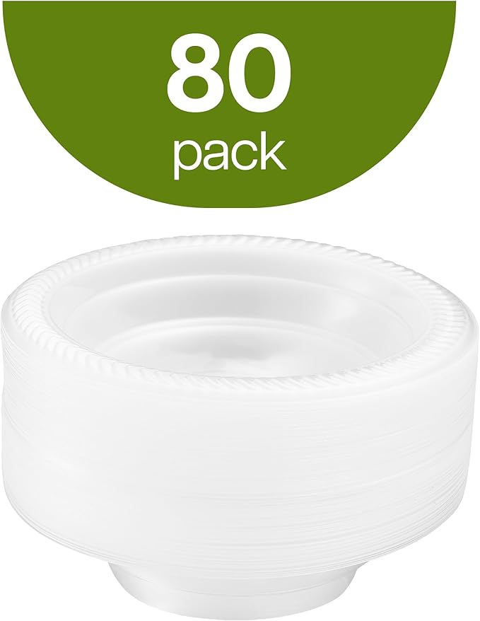 PLASTICPRO 80 Pack Clear Plastic Soup Bowls 12 oz Bulk Pack Durable Disposable Plastic Bowls for Parties Events BBQ