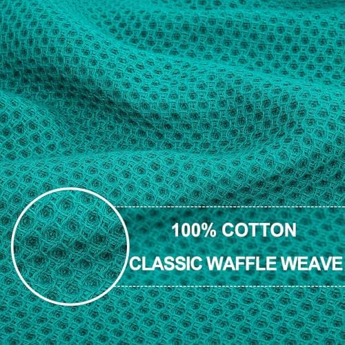 Homaxy 100% Cotton Waffle Weave Kitchen Dish Cloths 24-Pack, Teal