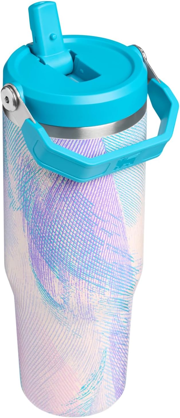 STANLEY IceFlow 2.0 Flip Straw Tumbler with Handle 30 oz | Twist On Lid and Flip Up Straw | Leakproof Water Bottle | Insulated Stainless Steel | BPA-Free | Sea Glass Plume