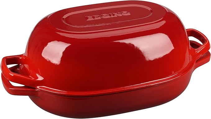 Enameled Cast Iron Oval Dutch Oven Pot with Lid, Dutch Oven for Sourdough Bread Baking, Bread Oven, Bread Dutch Oven, Oval Bread Pan, 7qt, Red