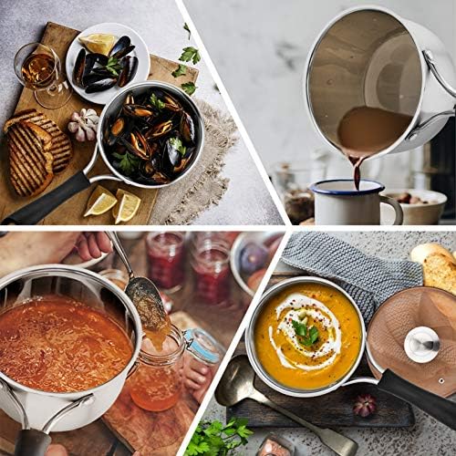 P&P CHEF 1 + 2 + 3 QT Sauce Pan With Lid, Small Pot Saucepan, 3 Pcs