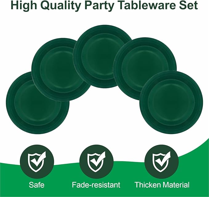 40Pcs Disposable Paper Plates Green,Including 20pcs 9" and 20pcs 7" Plates,Strong and Sturdy Disposable Plates for Party, Dinner, Holiday, Picnic,Birthday Party, Dinner Table, Wedding