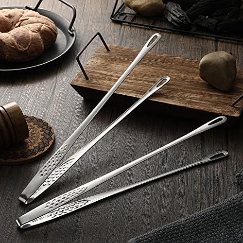3 Pcs 11 Inches Korean BBQ Tongs Stainless Steel Kitchen Tweezers Grill