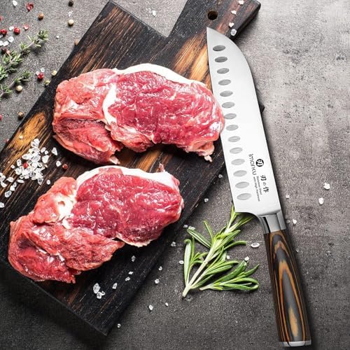 Imarku Santoku Knife 7 Inch Japanese Style Sharp Edge Design Kitchen Knife