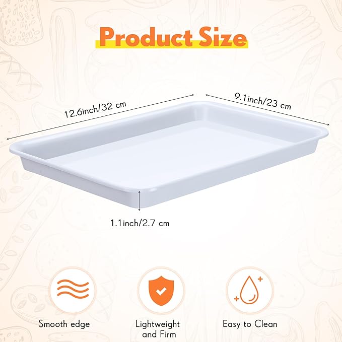 30 Pcs Serving Trays Plastic Serving Tray 12.6 x 9.1 x 1 White Platters Reusable Food Tray Party Trays Movie Night Snack Platters for Christmas Kitchen Cafeteria Veggie Cookies