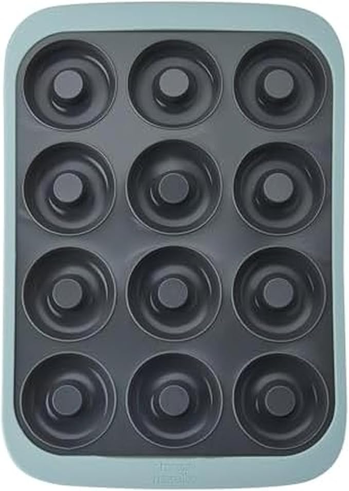 Chicago Metallic 12-Cup Silicone Donut Pan, Nonstick Bakeware with Wire-Reinforced Rim, BPA-Free Food-Grade Silicone, Oven Safe to 428°F, Dishwasher Safe, Easy Donut Release