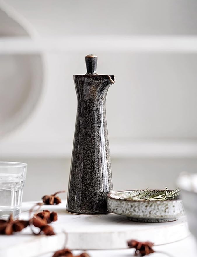 Ceramic Olive Oil Dispenser Bottle,Japanese Shoyu Soy Sauce Dispenser 4 Oz Oil Bottles for Kitchen,Vinegar Container Jar Suitable for Storage Coffee Syrups