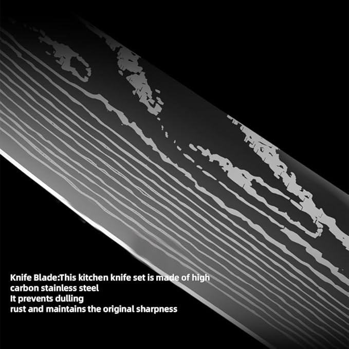 7PCS Kitchen Knife Set, Professional Japanese Chef Knives with High Carbon Stainless Steel Ultra, Sharp Aikido Knife Set for Cooking Meat, Fruits, Vegetables