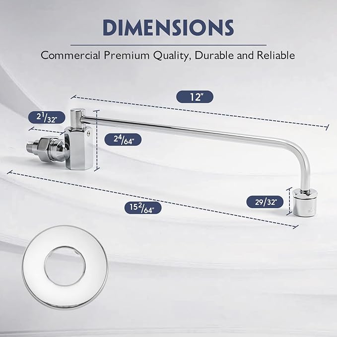 Swing Spout Brass Wok Range Faucet, 3/8" NPT Male Inlet, Commercial Grade Wall Mounted Kitchen Sink Faucet with 12" Swivel Spout