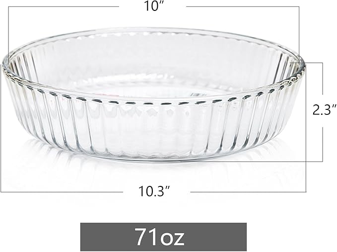 10 Inch - Glass Pie Plates Deep Pie Pans for Baking and Serving, Clear
