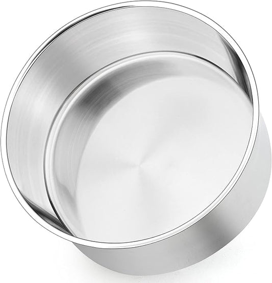 P&P CHEF 8 Inch Cake Pans Set, Round Baking Pan Stainless Steel Layer Birthday Wedding Cake Oven Pans, Non Toxic & Heavy Duty, Deep Side & Mirror Finish, Dishwasher Safe, (1Pc)