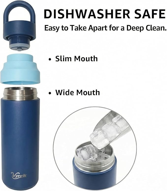 Blue Stainless Steel Water Bottle Insulated 20 oz Tumbler with Handle,Leak Proof Travel Bottles,Water Cup with Lids
