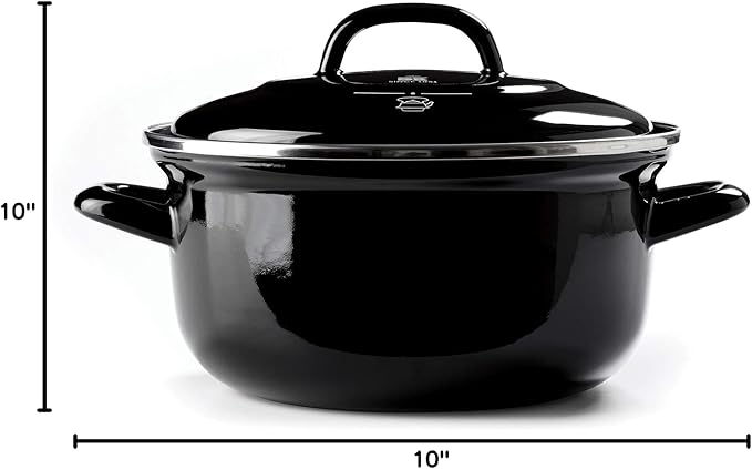 BK Indigo Aluminum Heavy-Gauge Carbon Steel, Induction, 2.5 QT Nonstick Glaze Dutch Oven, Dishwasher Safe, Black