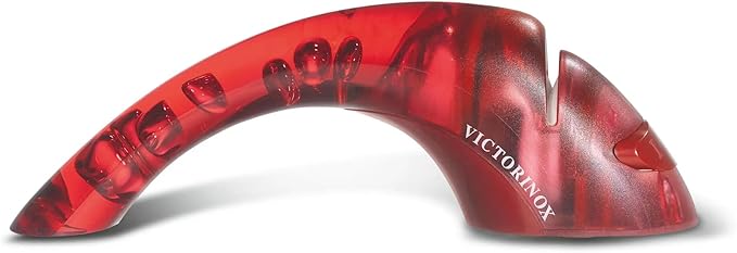 Victorinox Knife Sharpener - Kitchen Knife Sharpener for Home Essentials - Features Ceramic Rolls - Perfect for Left- & Right-Handed Use - Red