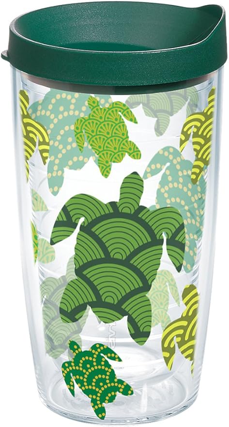 Tervis Turtle Pattern Made in USA Double Walled Insulated Tumbler Cup Keeps Drinks Cold & Hot, 16oz, Classic