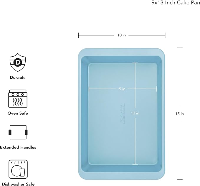 KitchenAid Nonstick Swiss Engineered Aluminized Steel Cake Pan, Dishwasher Safe, Mineral Water, 9 x 13 Inch