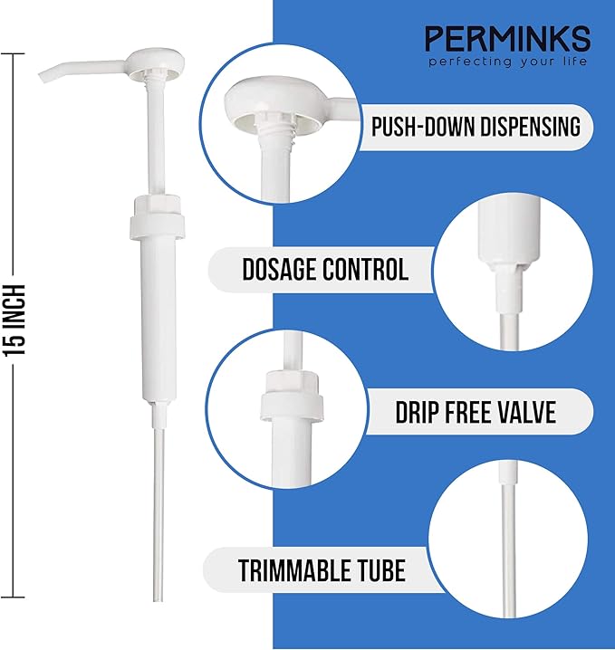 5 Gallon Pump Dispenser - Pump for 5 Gallon Bucket, Jug, Bottle, Large Container - Great for Shampoo & Conditioner, Laundry Detergent, Snow Cone Syrup, Bleach Liquid, Oil & More (Pack of 12)