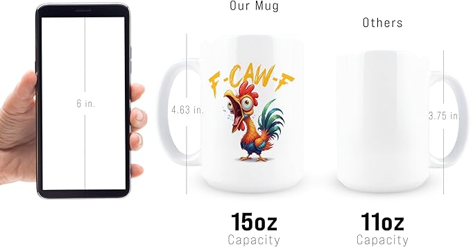 Hogg F-Caw-F Mug, 15 oz Ceramic Hidden Message Coffee Cup, F-Caw-F, F Caw F Mug, Funny Coffee Cups, Fcawf, Sassy Chicken, Adult White Elephant Christmas Gifts, Funny Birthday Gifts for Women