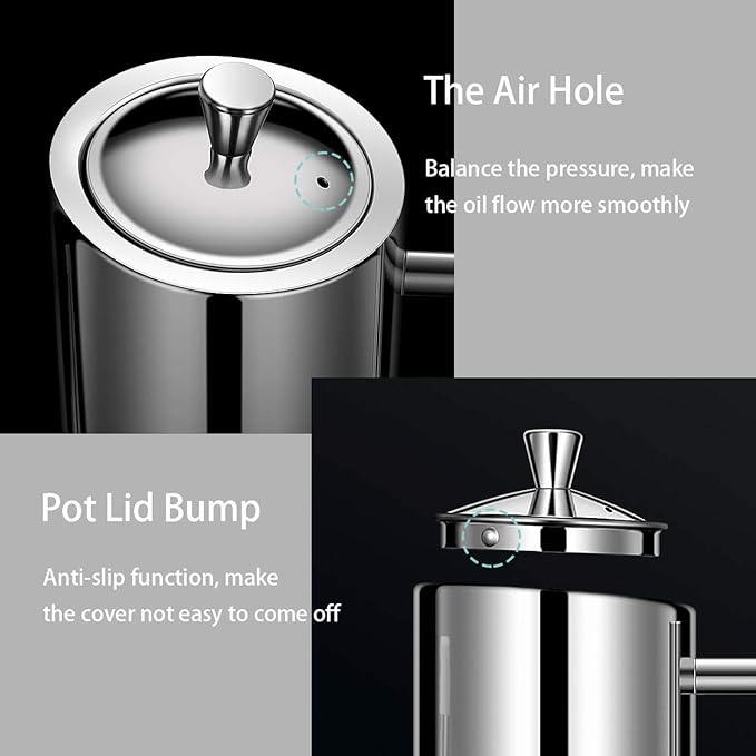 Sumerflos Olive Oil Dispenser Bottle Stainless Steel, 700ml/24oz Drip-Free Pouring Oil Pot, Large Oil Storage Container for Salad and Kitchen Cooking
