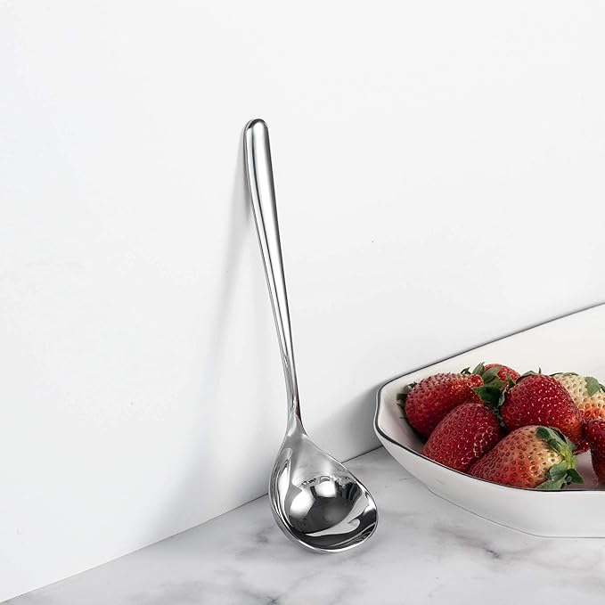IMEEA 8-Inch Small Stainless Steel Serving Ladle SUS304 Stainless Steel Gravy Ladle Soup Spoon, Set of 2