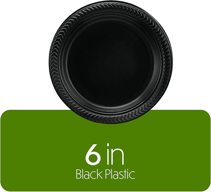 PLASTICPRO 800 PCS Black Plastic Plates Light Weight 6 Inch Plastic Dessert Plates Black Plates Disposable for Party and Wedding