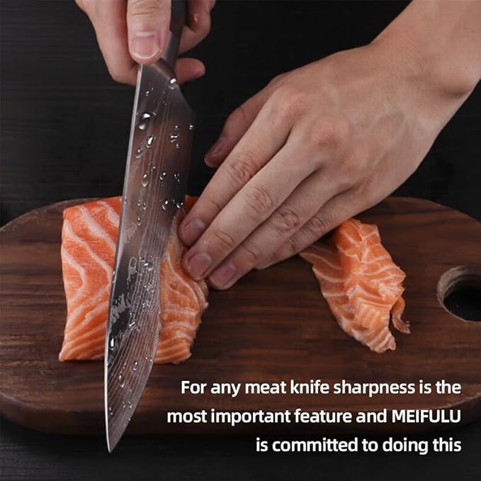 5PCS Kitchen Knife Set, Professional Japanese Chef Knives with High Carbon Stainless Steel Ultra, Sharp Aikido Knives with Ergonomic Color Wooden Handle for Cooking Meat, Fruits, Vegetables