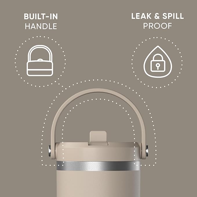 Hydrapeak Nomad 32 oz Tumbler with Handle and Straw Lid, Leakproof, Double Insulated, 32oz Cup Stainless Steel (ST-Latte)