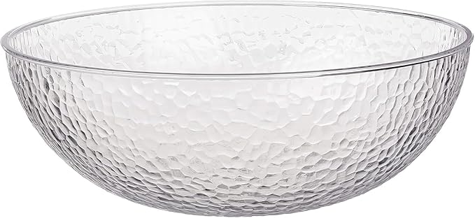 Lillian Collection Stunning Clear Plastic Round Hammered Bowl - 12" (4 Pc.) - Unique Textured Design - Perfect for Parties & Displays