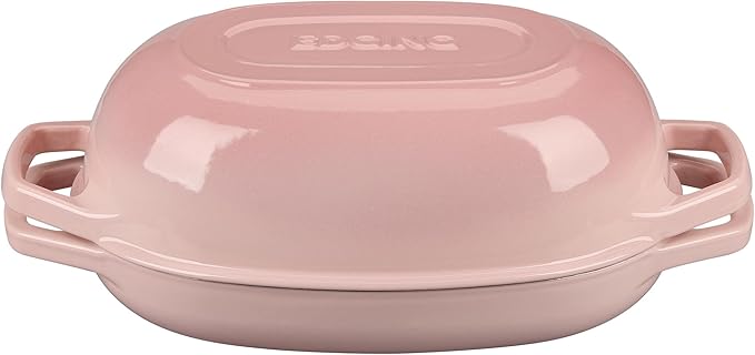 Enameled Cast Iron Oval Dutch Oven Pot with Lid, Dutch Oven for Sourdough Bread Baking, Bread Oven, Bread Dutch Oven, Oval Bread Pan, 5qt, Pink