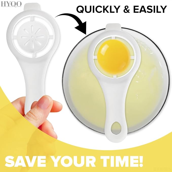 3 Pcs Egg Separator for Raw Eggs - Egg Yolk Separator Tool with Hang-On Bowl Design for Less Mess, ABS Plastic 2.36" Bowl & 4.96" Handle - Practical Kitchen Helper for Baking, Meringue, Creams & Mayo