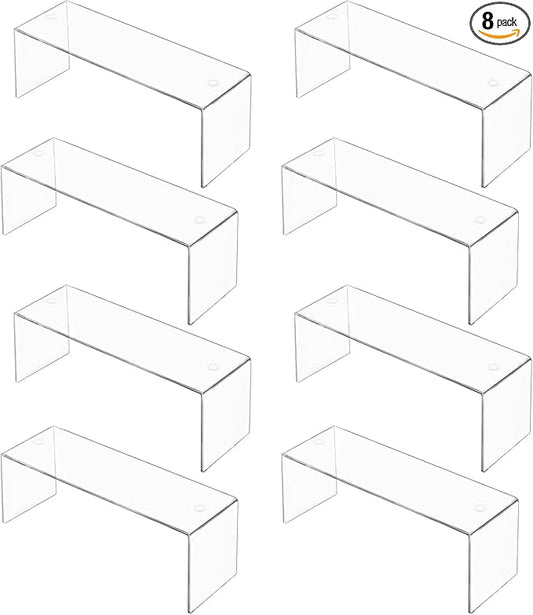 8 Packs Cabinet Organizer Shelf, Acrylic kitchen Cabinet Shelves, Shelf Riser for Dishes, Spices, Soda Cans and Bottles（12.4 x 4 x 4.6 inch）
