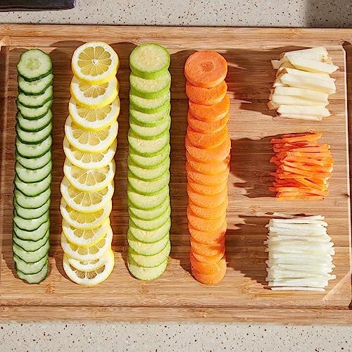 ONCE FOR ALL Safe Mandoline Slicer 5 in 1 Vegetable Cutter, Strips Julienne Dicer Adjustable Thickness 0.1-8 mm for Kitench Fast Meal Prep (Red)