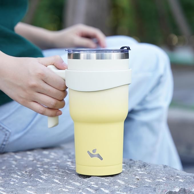 40 oz Tumbler with Handle and 2 Straw 2 Lid, Insulated Water Bottle Stainless Steel Vacuum Cup Reusable Travel Mug, Cherry