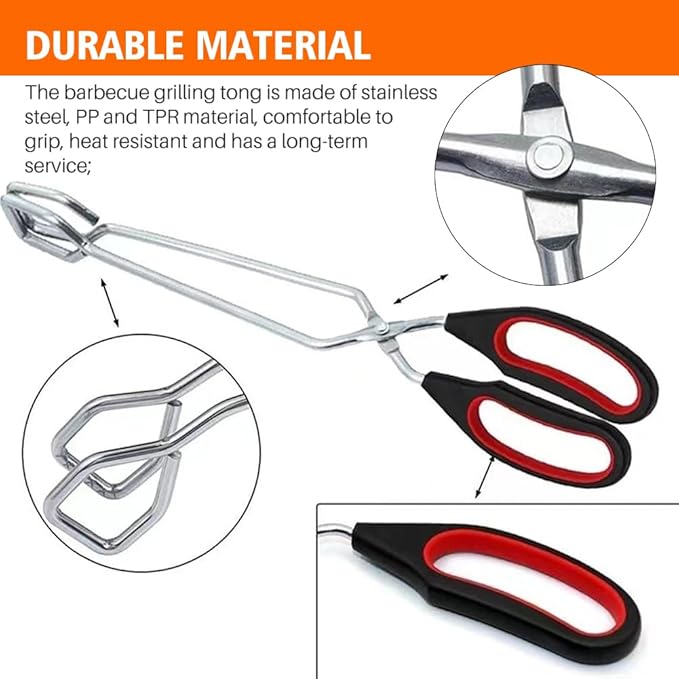 Stainless Steel Scissor Tongs, 11/13inch Multi Function Kitchen Tongs with Comfort-Grip Heavy Duty Handle Heat Resistant Tongs for Cooking Grilling Serving Barbecue(COLOR:A)