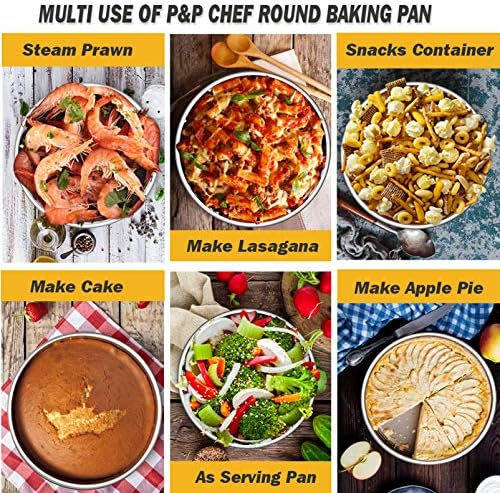 P&P CHEF Cake Pan Set of 3, 8" + 9.5" + 11" Round Baking Layer Cake Pan Tin
