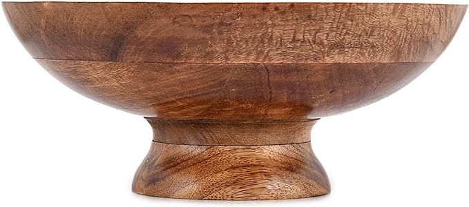 NIRMAN FRUIT BOWL Mango Wood Round Shaped Serving Bowl For Fruit,Dessert Platter Tray Dish Kitchen Dining Fruit,Dessert,Snack (12" x 12" x 5")