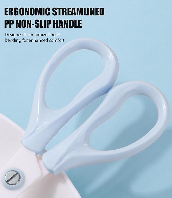 Baby Food Scissors Kicthen Shears - Portable Healthy Cute Kids Ceramic Scissors with Storage Case - Ideal for Cutting Meat, Chicken, Vegetables, and Fruits (Blue)