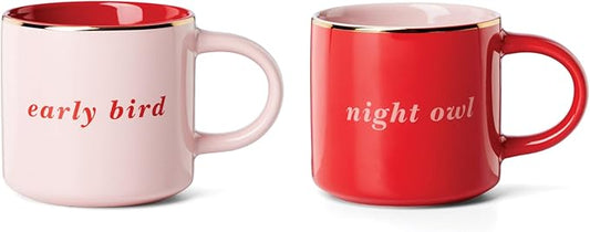 kate spade new york Early Bird & Night Owl, Mugs, Set of 2, Pink