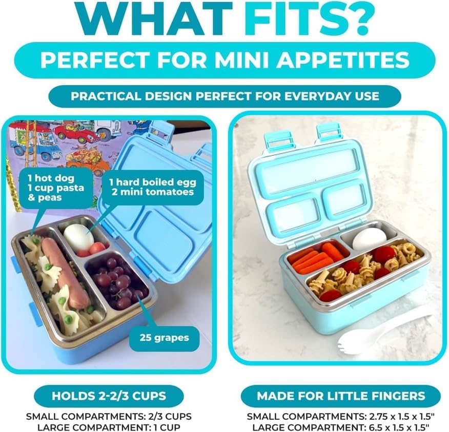 kinsho Small Stainless Steel Bento Box Lunch Container Baby Toddlers, Green
