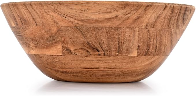Samhita Acacia Wood Fruit Bowl for Fruits or Salads,Serving Dish Looks Absolute Beautiful With Your Kitchen (10" x 10" X 4")