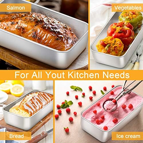 E-far Loaf Pan for Baking Bread, 9 x 5 Inch Stainless Steel Bread Pan, 3PCS