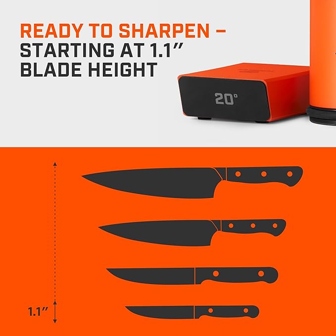 TUMBLER Pro Rolling Knife Sharpener™ - Knife Sharpening Made Easy - Knife Sharpening Kit with Removable Disc System - Include 4-Layer Diamond Sharpening Disc & EdgeBoost Ceramic Disc, Orange V2