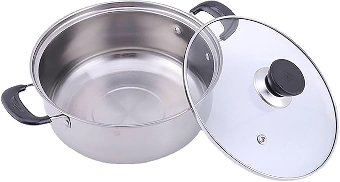 Stainless Steel Saucepan, 0.9 Quart Double Handle Milk and Soup Pot with Lid for Warming, Cooking and Boiling Milk, Spaghetti, Soup in Kitchen and Outdoor (16cm)
