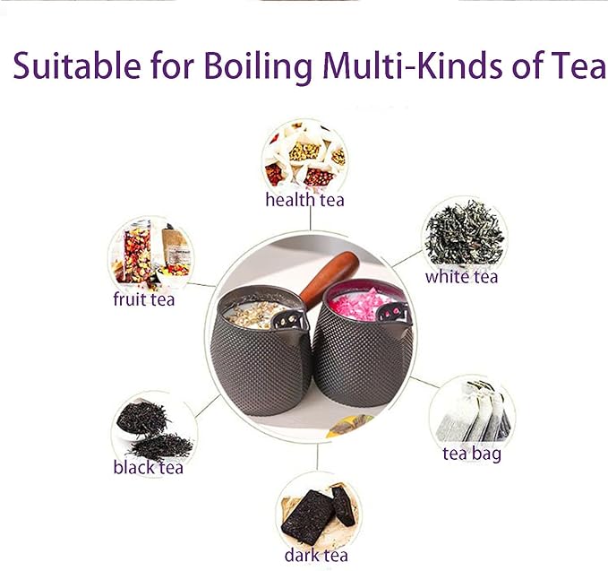 Cast Iron Teapot Stovetop-Tea Pourer Milk Pot Milk Steamer 20 oz-Loose Leaf Tetsubin with Wood Handle,Warm Milk Wine Tea Coffee Elegant Pot for Home Kitchen,Hotel,Restaurant and Office