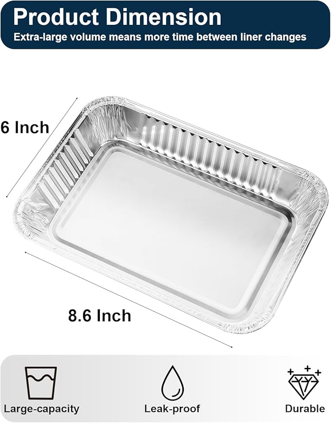 Drip Pans for Weber, Disposable Aluminum Foil Grease Trays for Weber Grills, Universal Replacement Liners for Weber Series, 8.6" x 6" - 30 Pcs