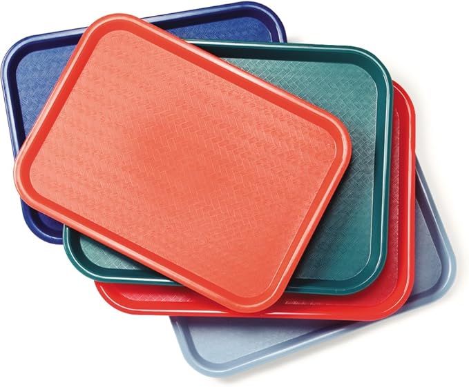 Carlisle FoodService Products Cafe Plastic Fast Food Tray for Cafeteria, 14" x 18", Green (Pack of 2)